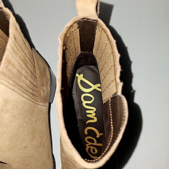 NEW Sam Edelman Kaiti Zip Ankle Bootie Womens 7 Brown Suede Low Heel Western - Picture 10 of 13